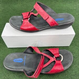 Wolky Red Leather‎ Comfort Sandals Slides Adjustable Strap Size 42 Women's US 11